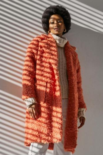 Kabát Answear Lab dámsky, oranžová farba, prechodný, oversize
