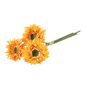 Zväzok umelých kvetov - Gerbera tmavožltá 25 cm