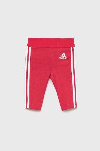 Legíny pre bábätká adidas ružová farba, s nášivkou