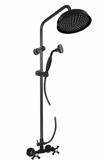 SLEZAK-RAV - RAV - Vodovodná batéria sprchová MORAVA RETRO s hlavovou a ručnou sprchou, Farba: čierna matná, Rozmer: 100 mm MK381.0/3CMAT