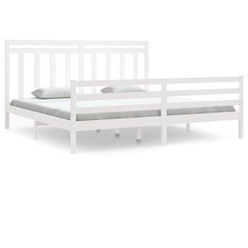 Rám postele biely masívne drevo 200 × 200 cm, 3105336