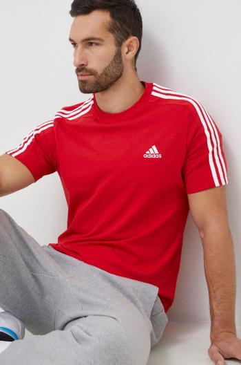 Bavlnené tričko adidas červená farba, vzorované