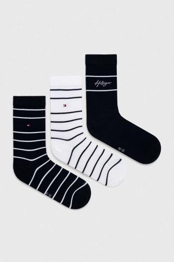 Ponožky Tommy Hilfiger 3-pak dámske, tmavomodrá farba