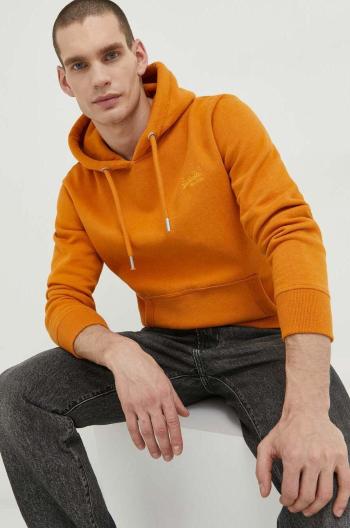 Mikina Superdry pánska, oranžová farba, s kapucňou, jednofarebná