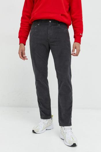 Manšestrové nohavice Hollister Co. pánske, šedá farba, rovné