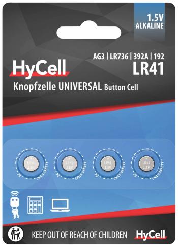 HyCell AG3 gombíková batéria  LR 41 alkalicko-mangánová 30 mAh 1.5 V 4 ks