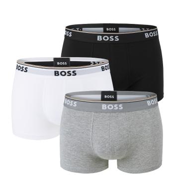 BOSS - boxerky 3PACK cotton stretch power black, white, gray - limitovaná fashion edícia (HUGO BOSS)-XXL (108-117 cm)
