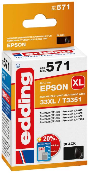 Edding Ink cartridge náhradný Epson 33XL / T3351 kompatibilná Single čierna EDD-571 18-571