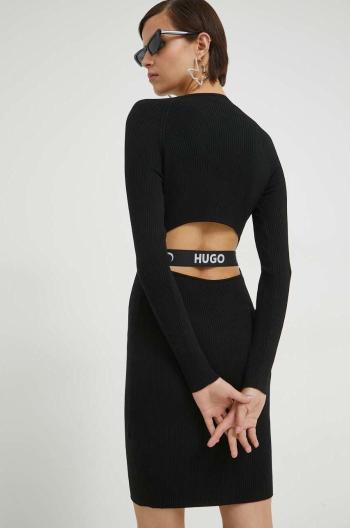 Šaty HUGO čierna farba, mini, priliehavá