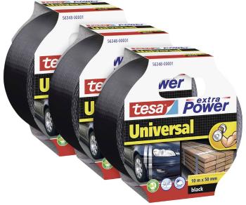 tesa extra Power® UNIVERSAL 56348 páska so skleným vláknom  čierna (d x š) 10 m x 50 mm 3 ks