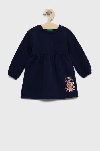 Dievčenské šaty United Colors of Benetton tmavomodrá farba, midi, áčkový strih