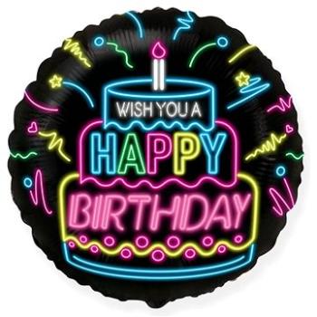 Balón fóliový happy birthday – narodeniny – torta – 45 cm (8435102302899)
