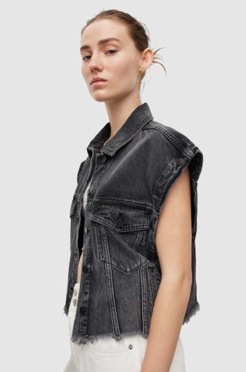 Bunda a vesta AllSaints 2in1 Chlo Denim čierna farba, prechodná