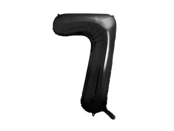 PartyDeco Fóliový balón narodeninové číslo 7 čierny 86 cm