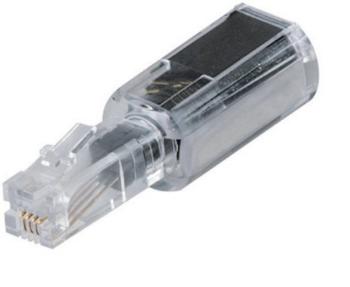 Hama konektor proti zauzlovaniu kábla adaptér [1x RJ11 zástrčka 4p4c - 1x RJ10 zásuvka 4p4c]  čierna (transparentná)