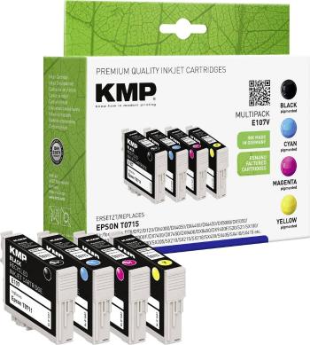 KMP Ink náhradný Epson T0711, T0712, T0713, T0714 kompatibilná kombinované balenie čierna, zelenomodrá, purpurová, žltá