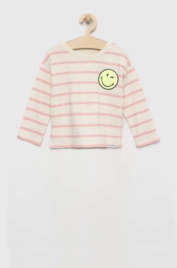 detská bavlnená košeľa s dlhým rukávom GAP ružová farba