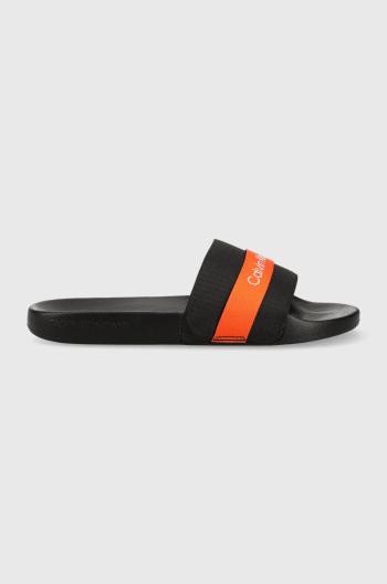 Šľapky Calvin Klein Jeans SLIDE WEBBING pánske, čierna farba, YM0YM00663