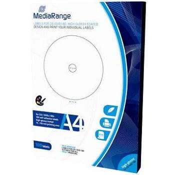 MediaRange CD/DVD/Blu-ray etikety 15 mm – 118 mm biele, vysoký lesk (MRINK132)