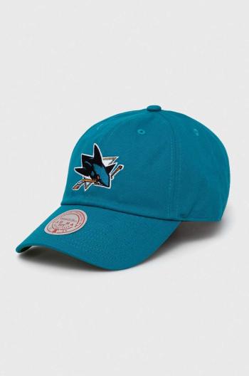 Bavlnená šiltovka Mitchell&Ness San Jose Sharks tyrkysová farba, s nášivkou