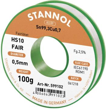 Stannol HS10-Fair spájkovací cín cievka Sn99,3Cu0,7 100 g 0.5 mm
