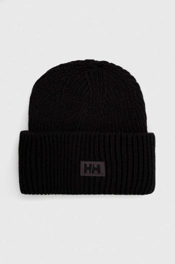 Čiapka Helly Hansen HH RIB BEANIE čierna farba, z hrubej pleteniny, 54020