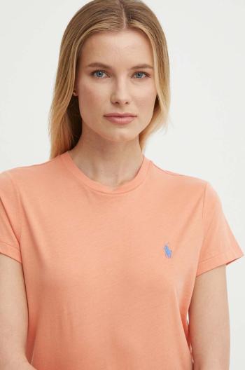 Bavlnené tričko Polo Ralph Lauren dámske, oranžová farba, 211898698