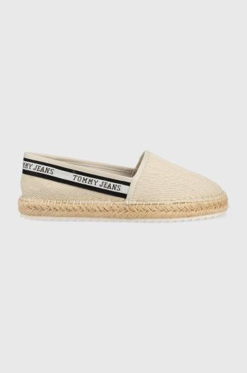 Espadrilky Tommy Jeans TJW FLATFORM WEBBING béžová farba, EN0EN02362