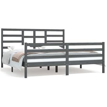 Rám postele sivý masívne drevo 180 × 200 cm Super King, 3105877