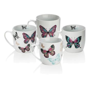 Sada 4 porcelánových hrnčekov Sabichi Mariposa, 350 ml