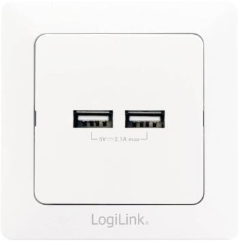 LogiLink PA0163 2-násobný USB nabíjacia zásuvka do steny  s USB IP20 biela