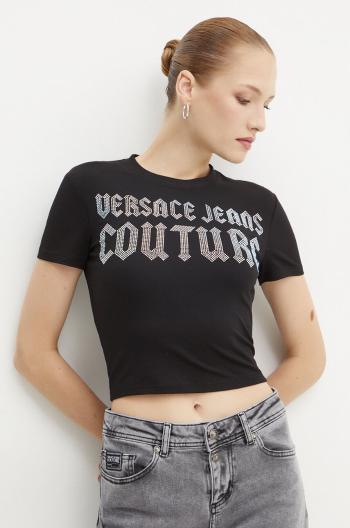 Tričko Versace Jeans Couture dámske, čierna farba, 77HAHL00 CJ02L