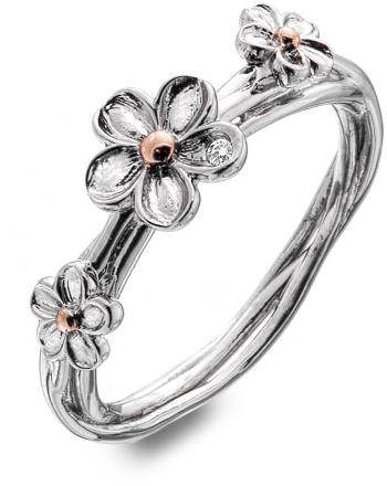 Hot Diamonds Strieborný kvetinový prsteň Forget me not DR214 51 mm