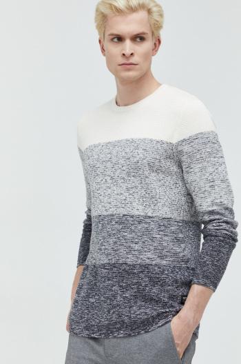 Bavlnený sveter Tom Tailor pánsky, šedá farba, tenký,
