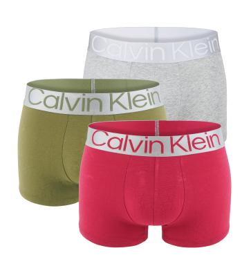 CALVIN KLEIN - boxerky 3PACK steel cotton army green & red color - limitovaná edícia-XXL (111-115 cm)