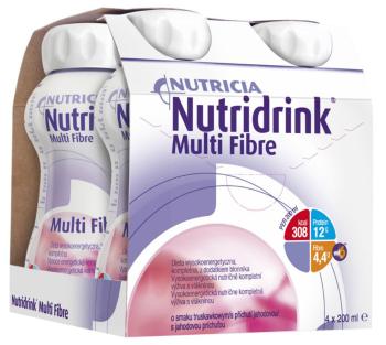 Nutridrink MULTIFIBRE jahodová príchuť 4 x 200 ml