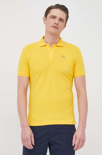 Polo tričko La Martina pánske, žltá farba, jednofarebné