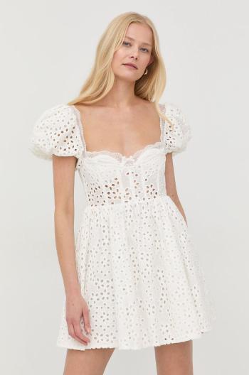 Ľanové šaty For Love & Lemons biela farba, mini, áčkový strih