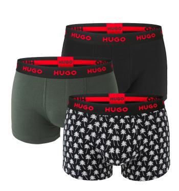 HUGO - boxerky 3PACK cotton stretch army green & palm print combo - limitovaná fashion edícia (HUGO BOSS)-L (90-98 cm)