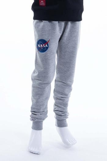 Detské tepláky Alpha Industries Nasa Jogger šedá farba