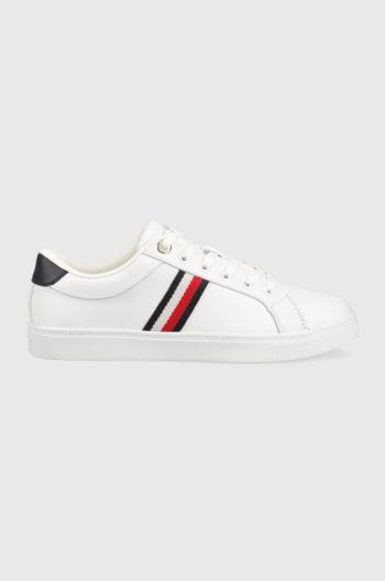 Kožené tenisky Tommy Hilfiger ESSENTIAL WEBBING CUPSOLE biela farba, FW0FW07378