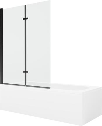 MEXEN/S - Vega obdĺžniková vaňa 180 x 80 cm s panelom + vaňová zástena 120 cm, transparent, čierna 550118080X9212027000