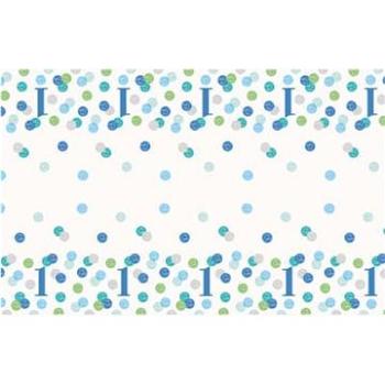 Obrus 1. Narodeniny modrý s bodkami - chlapec - 137 x 213 cm - happy birthday (11179733033)