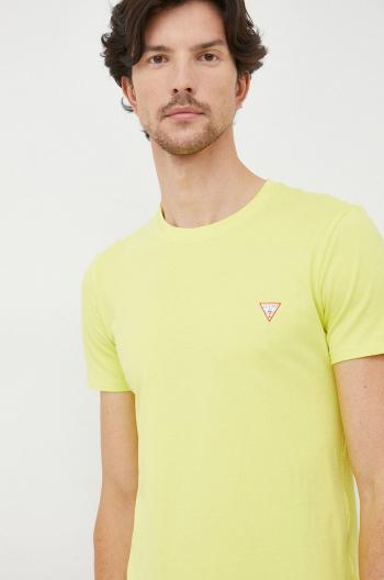 Tričko Guess pánske, žltá farba, jednofarebné