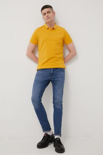 Bavlnené polo tričko Superdry žltá farba, jednofarebné