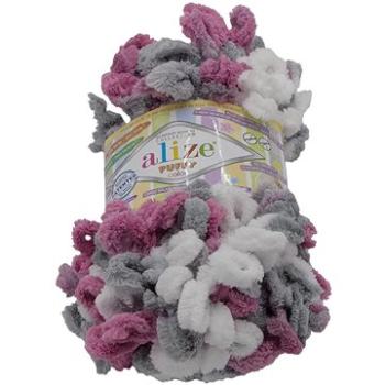 Puffy color 100 g – 6070 biela, sivá, tmavo ružová (7118)