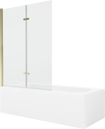 MEXEN/S - Vega obdĺžniková vaňa 180 x 80 cm s panelom + vaňová zástena 120 cm, transparent, zlatá 550118080X9212025000