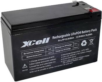 XCell 12.8-6 špeciálny akumulátor Li-Fe-Pol blok plochá zástrčka LiFePO4 12.8 V 6000 mAh