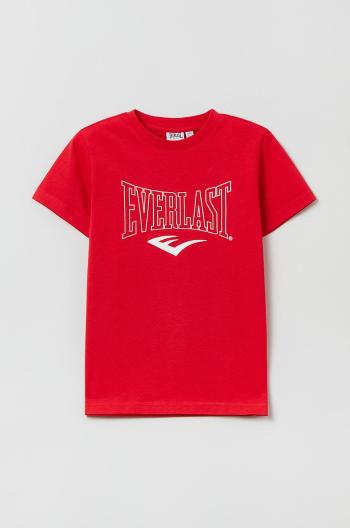 Detské bavlnené tričko OVS červená farba, s potlačou