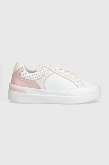 Kožené tenisky Tommy Hilfiger EMBOSSED COURT SNEAKER ružová farba, FW0FW07297